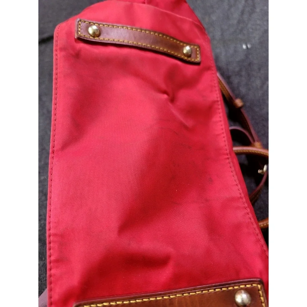 VTG Y2k‎ Dooney & Bourke Satchel Purse Handbag Red Leather Florentine Nylon
